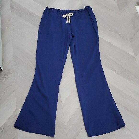 Roxy Women’s Linen Blend, Wide leg Navy Blue Pants, Size XL - Picture 1 of 8